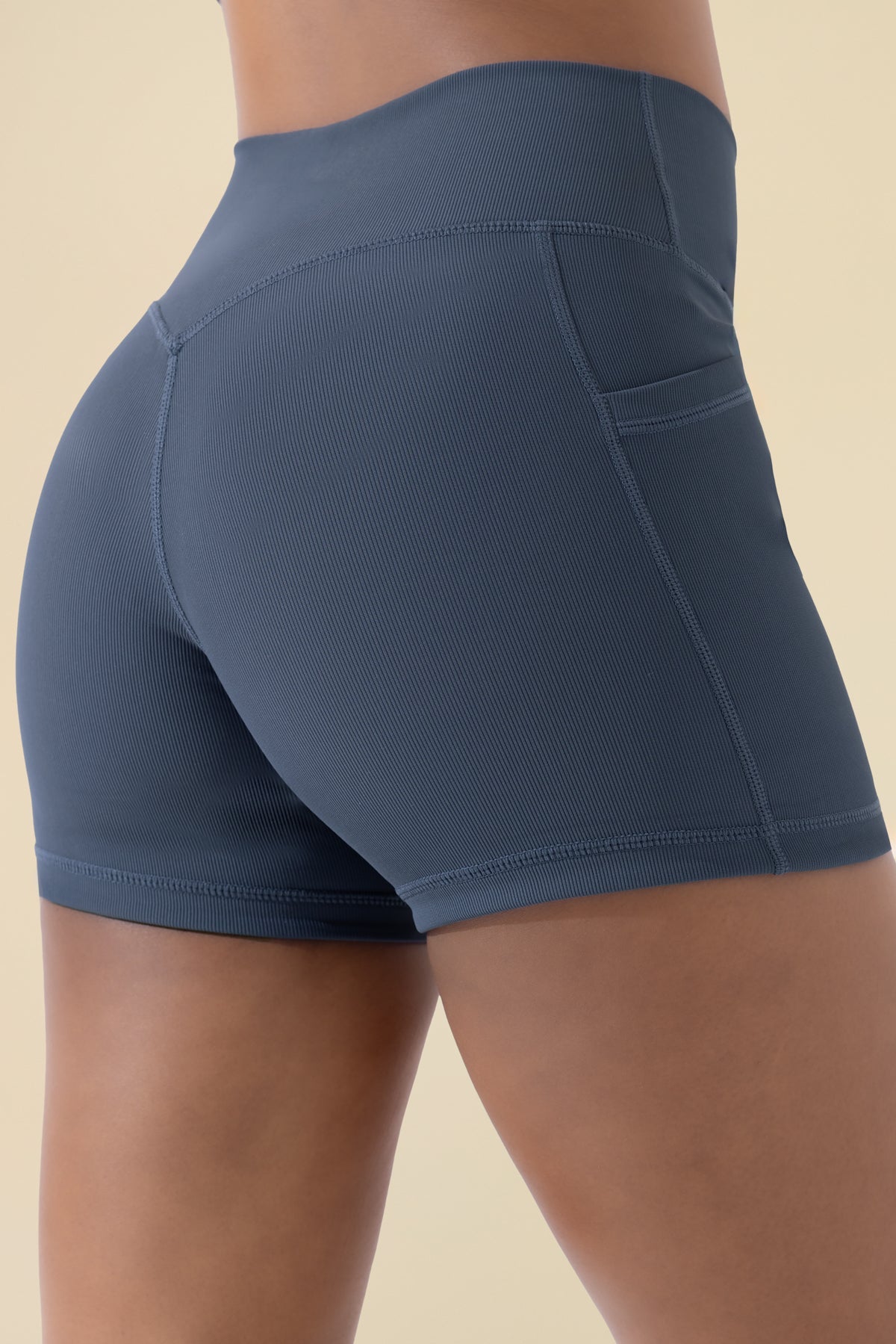 Crisscross Hourglass® Midi Shorts with Pockets (Ribbed) - Dark Navy