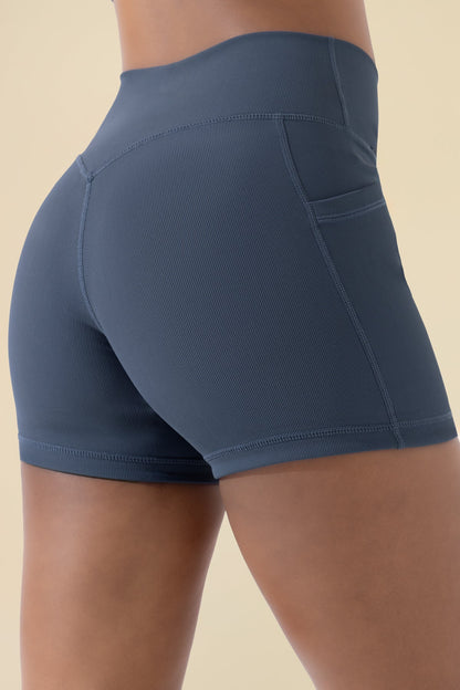 Crisscross Hourglass® Midi Shorts with Pockets (Ribbed) - Dark Navy