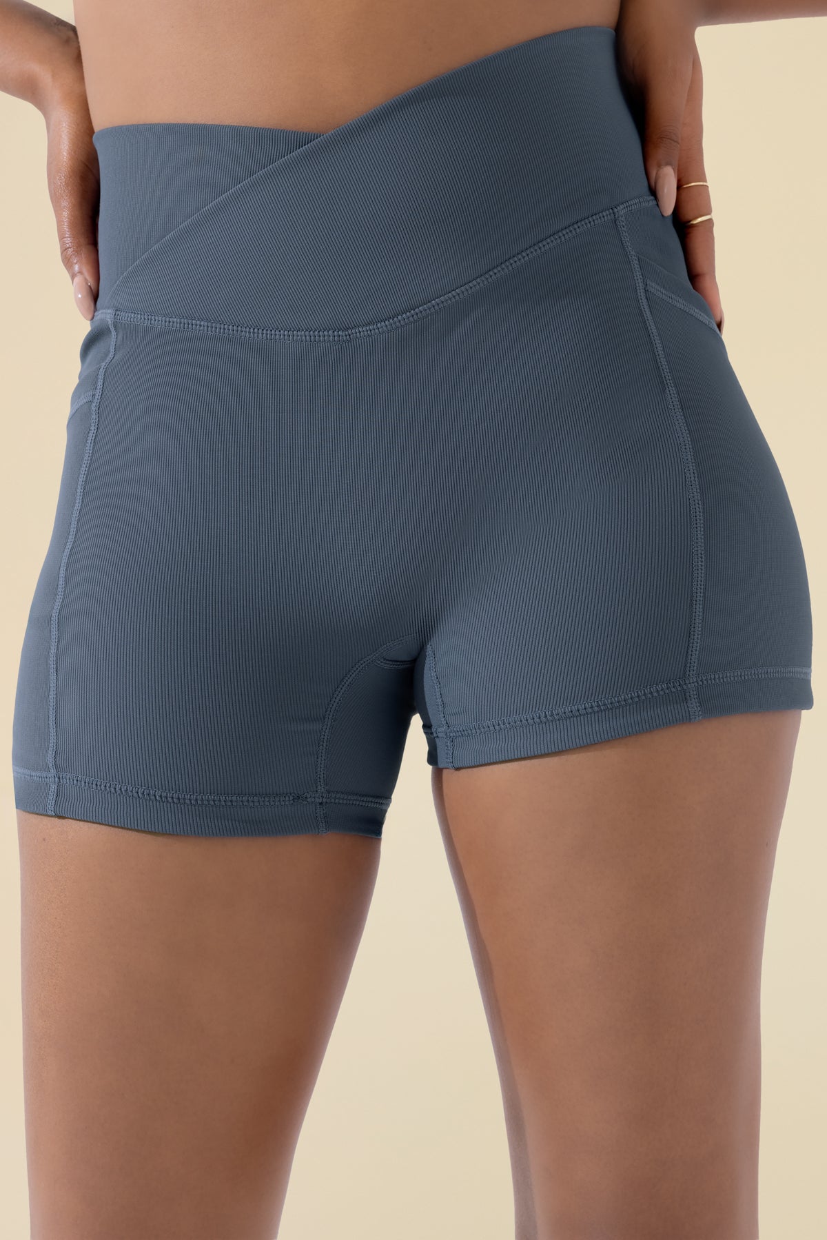 Crisscross Hourglass® Midi Shorts with Pockets (Ribbed) - Dark Navy