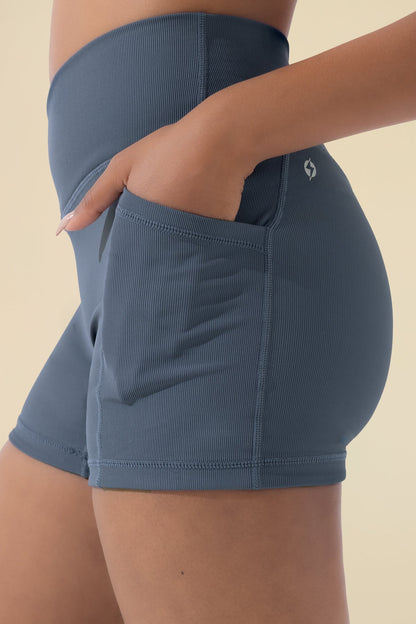 Crisscross Hourglass® Midi Shorts with Pockets (Ribbed) - Dark Navy