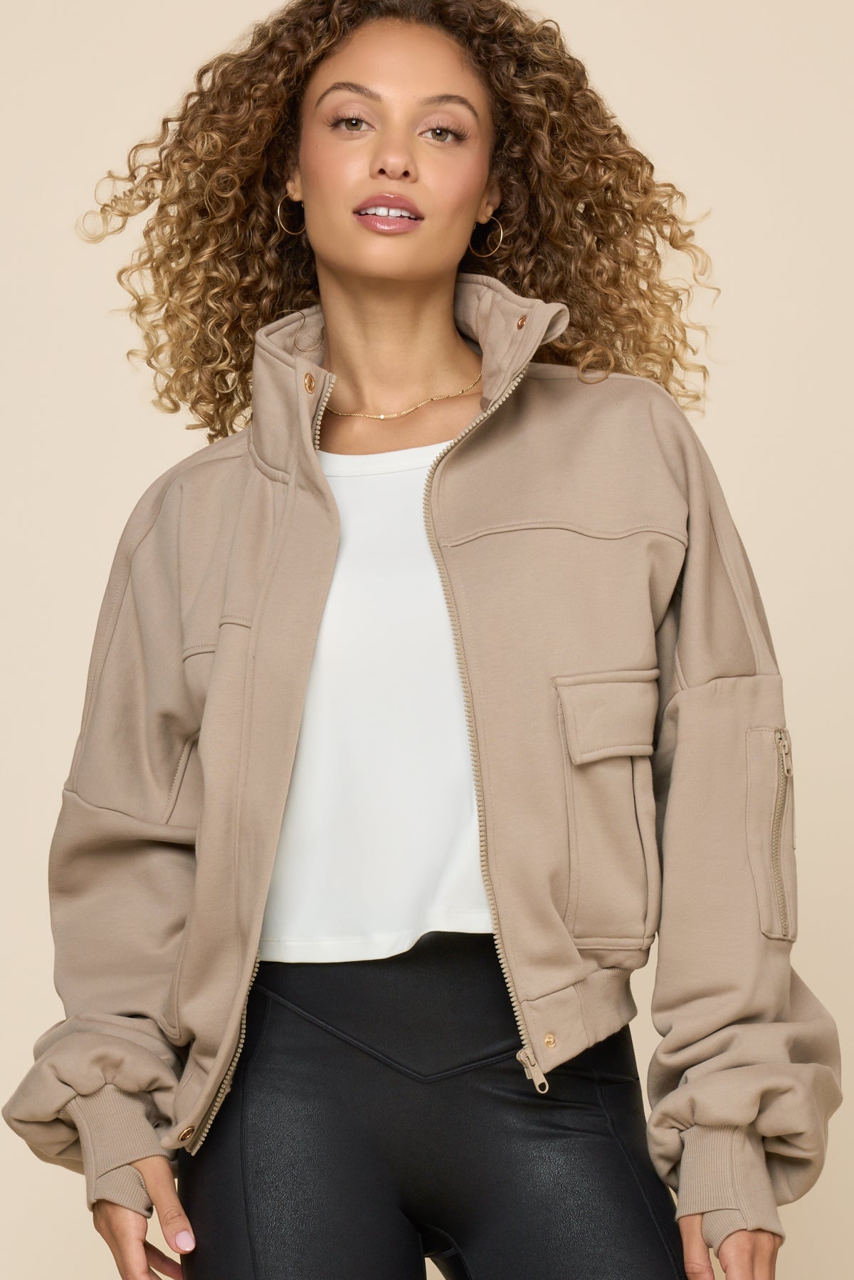 Cloud Bomber Jacket - Taupe