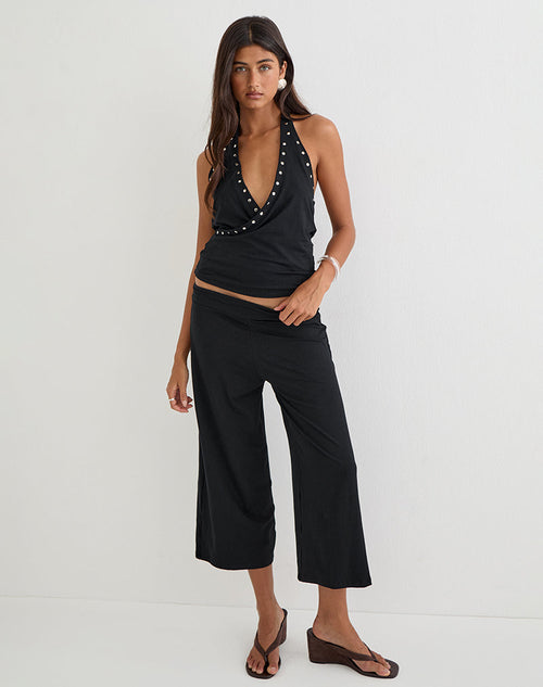 Ano Capri Trousers in Rayon Jersey Black
