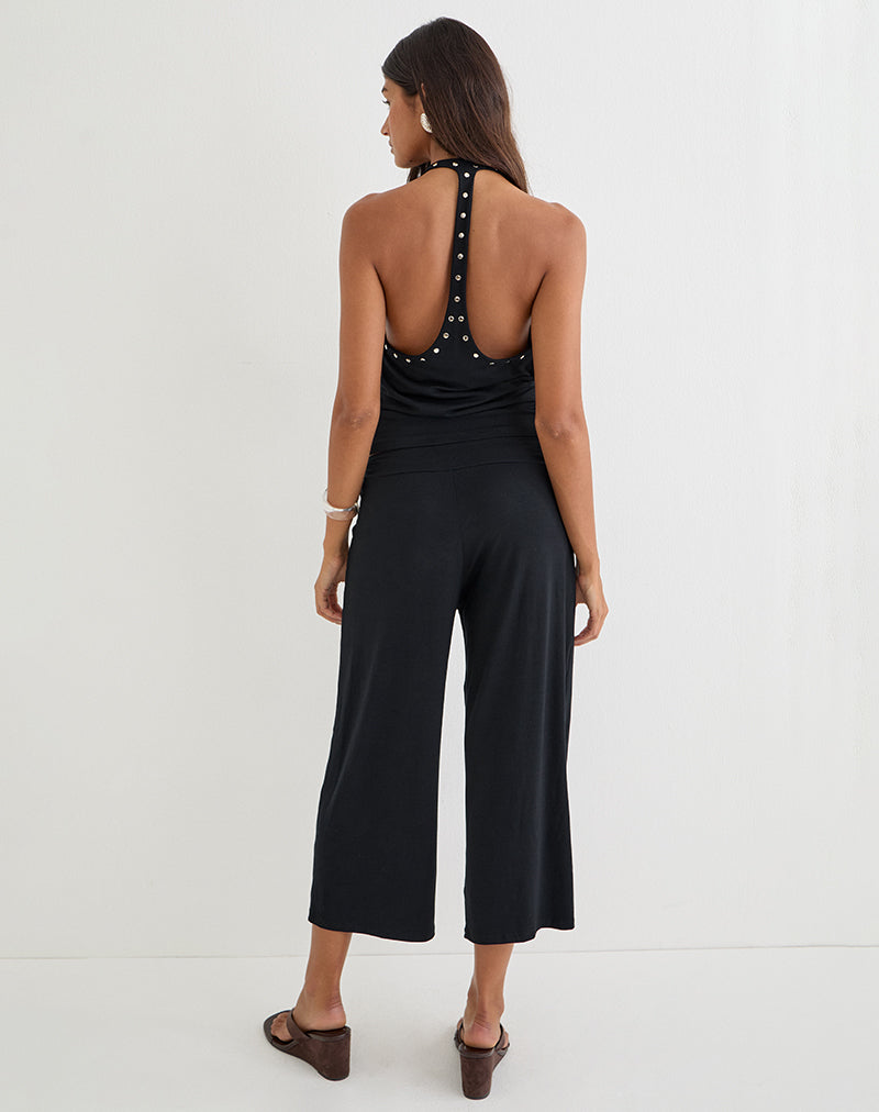 Ano Capri Trousers in Rayon Jersey Black