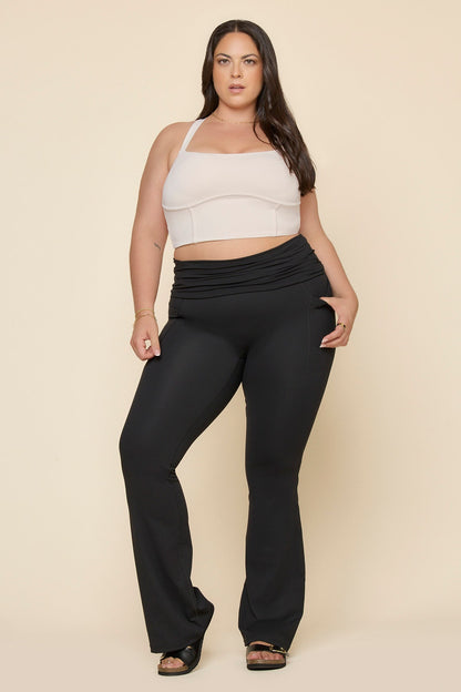 Foldover Flared Legging - Black