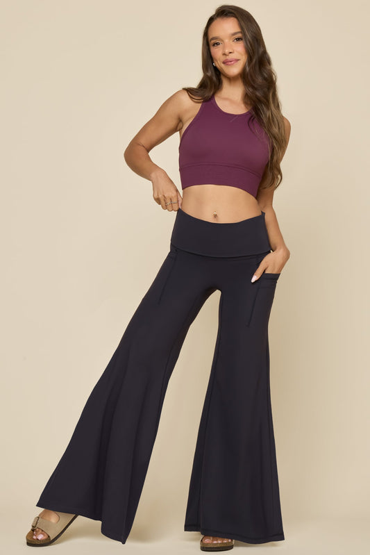 Foldover Wide Legging - Cool Black