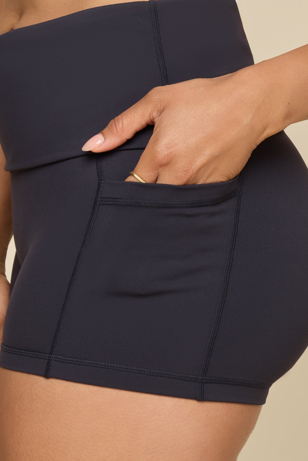 Foldover Booty Short - Cool Black