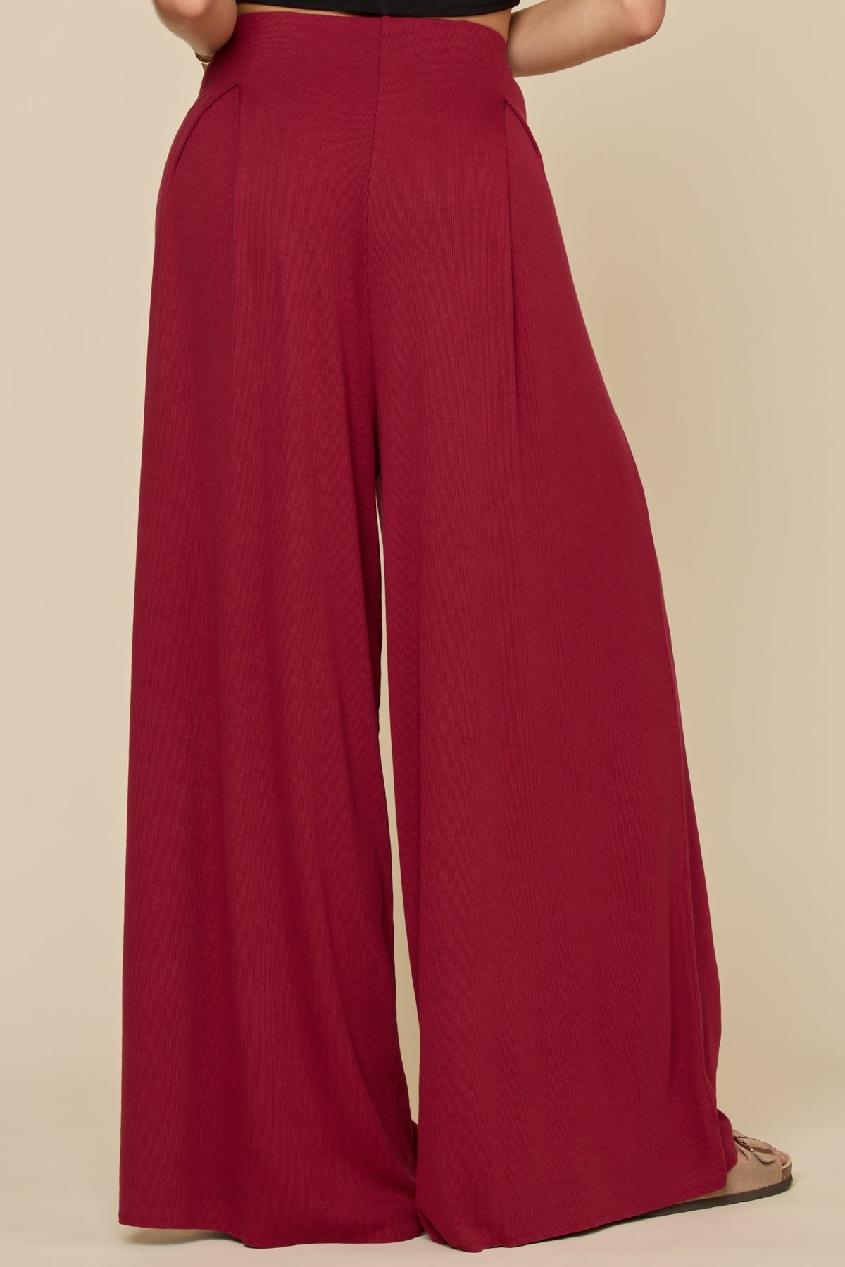Go with the Flow Wide Leg Pant - Deep Cherry