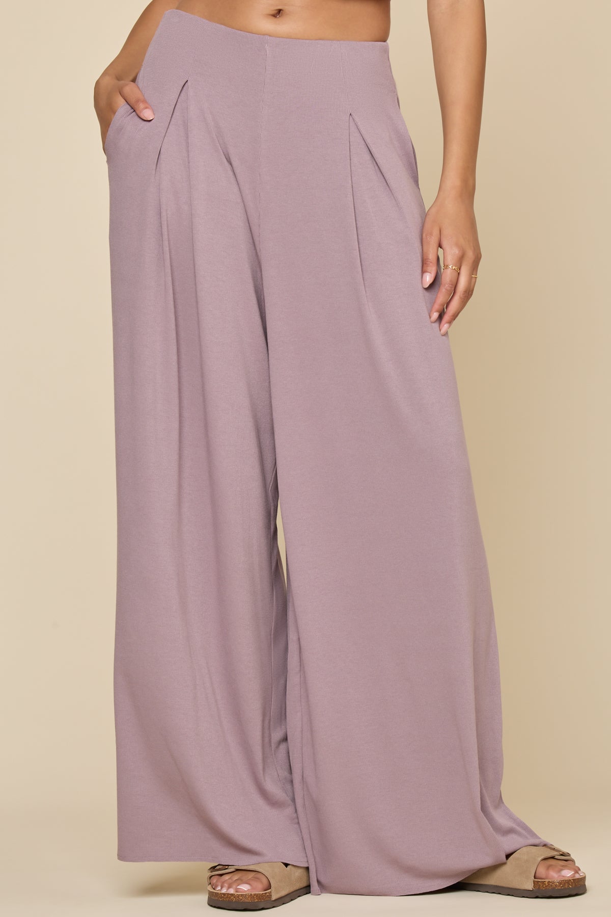Go with the Flow Wide Leg Pant - Dusty Mauve