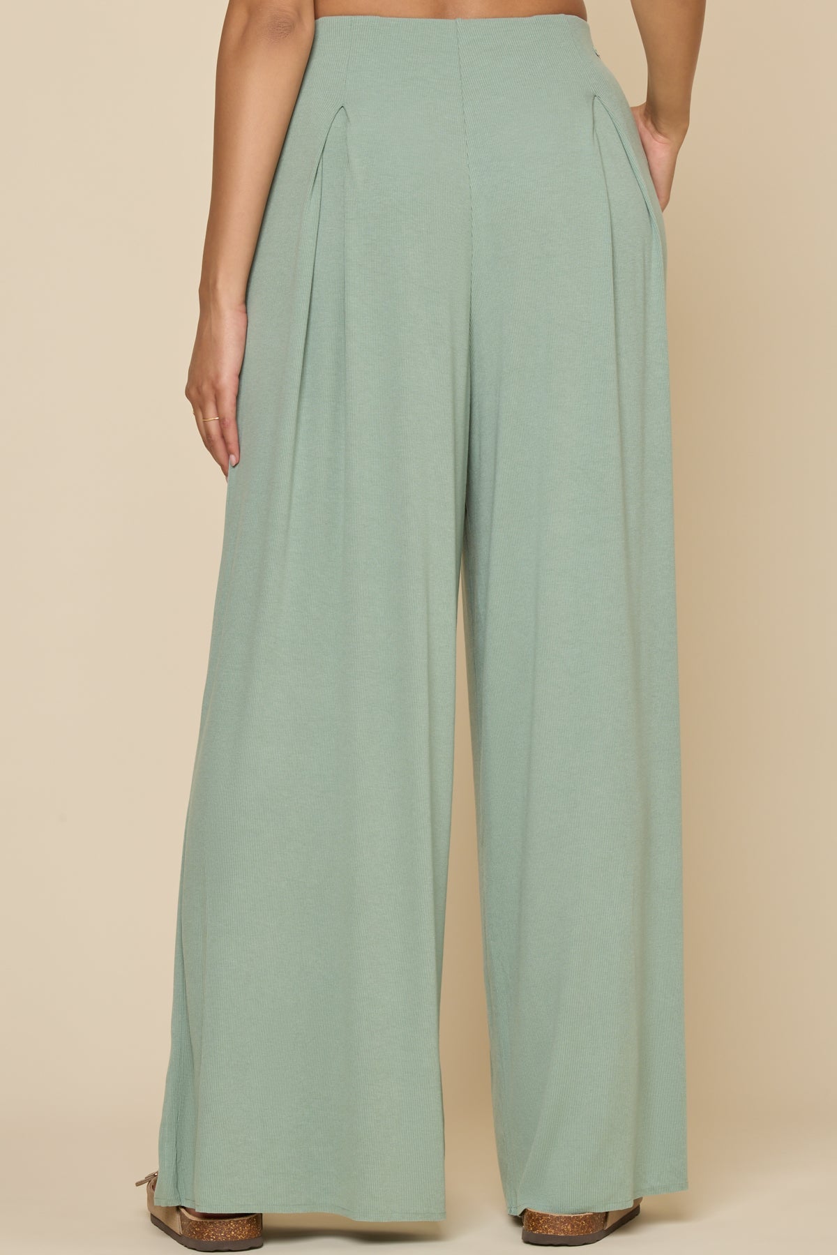 Go with the Flow Wide Leg Pant - Evening Moss