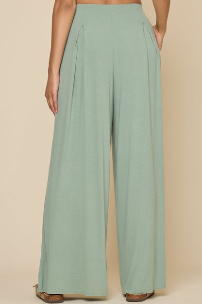Go with the Flow Wide Leg Pant - Evening Moss
