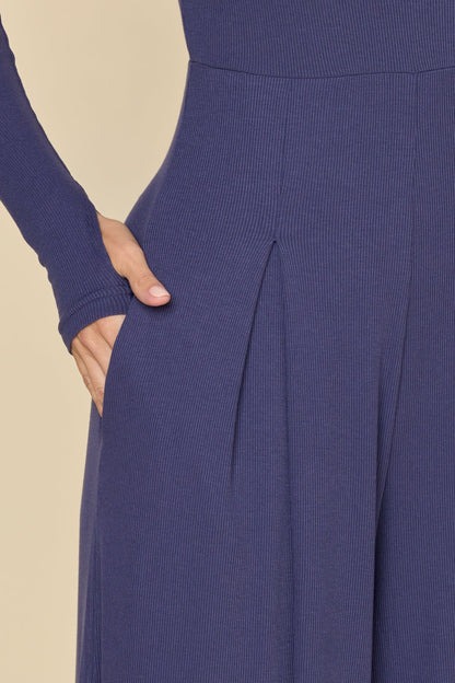 Go With The Flow Long Sleeve Jumpsuit - True Navy