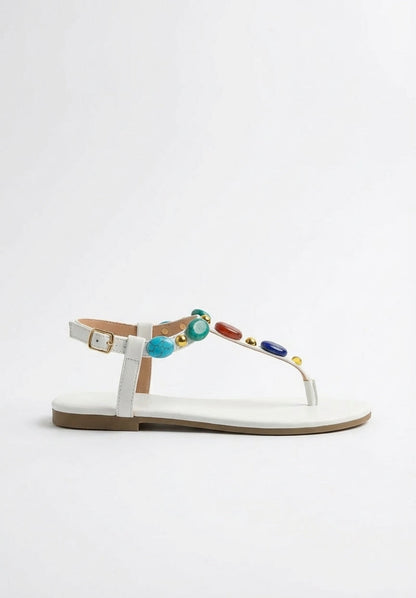 Gemstar Days White Embellished Sandals