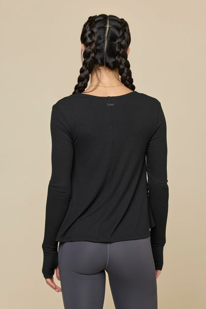 Go With The Flow Long Sleeve Top - Black