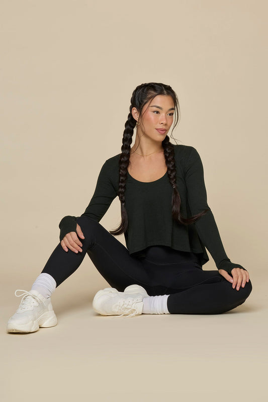 Go With The Flow Long Sleeve Top - Deep Forest