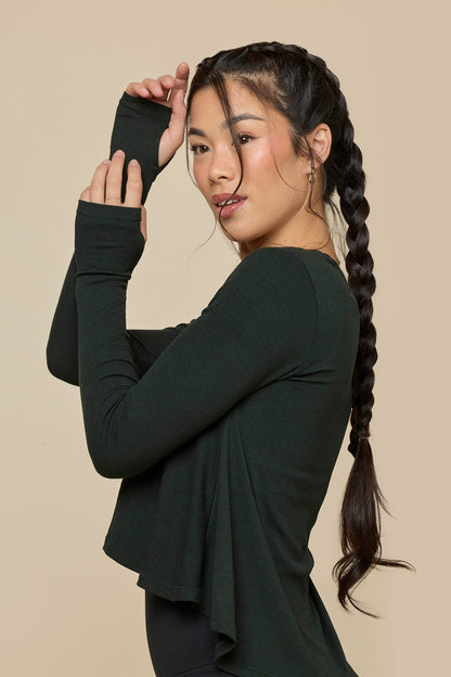 Go With The Flow Long Sleeve Top - Deep Forest