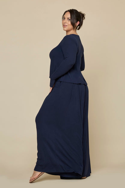 Go with the Flow Wide Leg Pant - Cosmic Navy