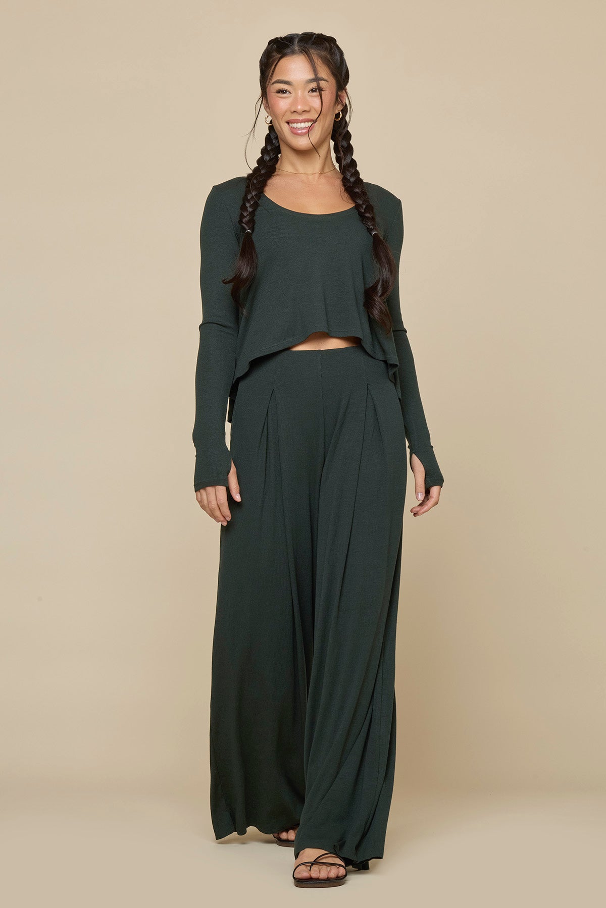 Go with the Flow Wide Leg Pant - Deep Forest