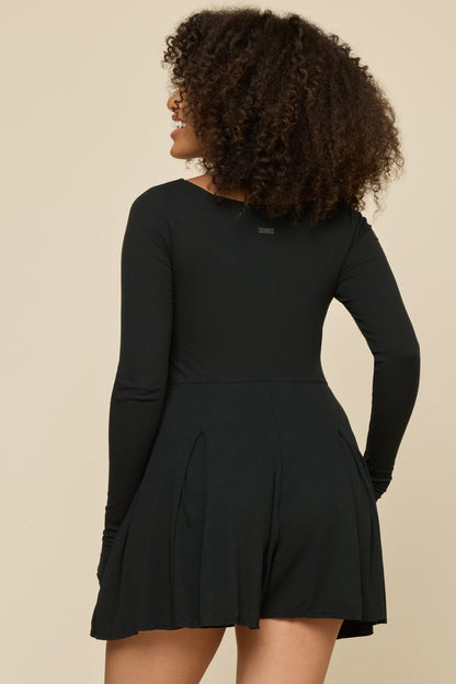 Go with the Flow Long Sleeve Romper - Black
