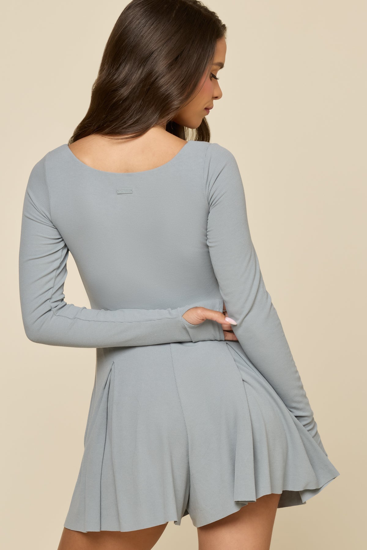 Go with the Flow Long Sleeve Romper - Blue Stone