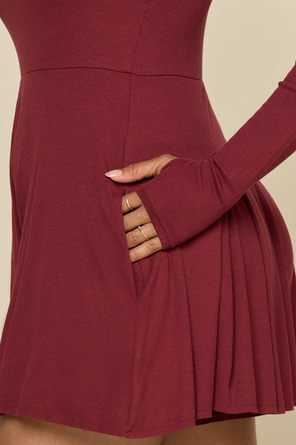 Go with the Flow Long Sleeve Romper - Crimson