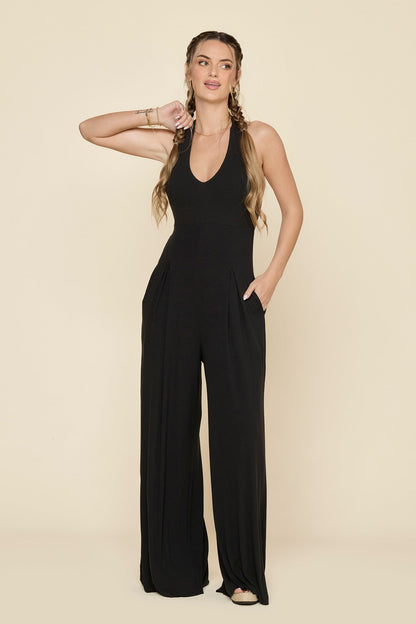 Halter Go with the Flow Jumpsuit - Black