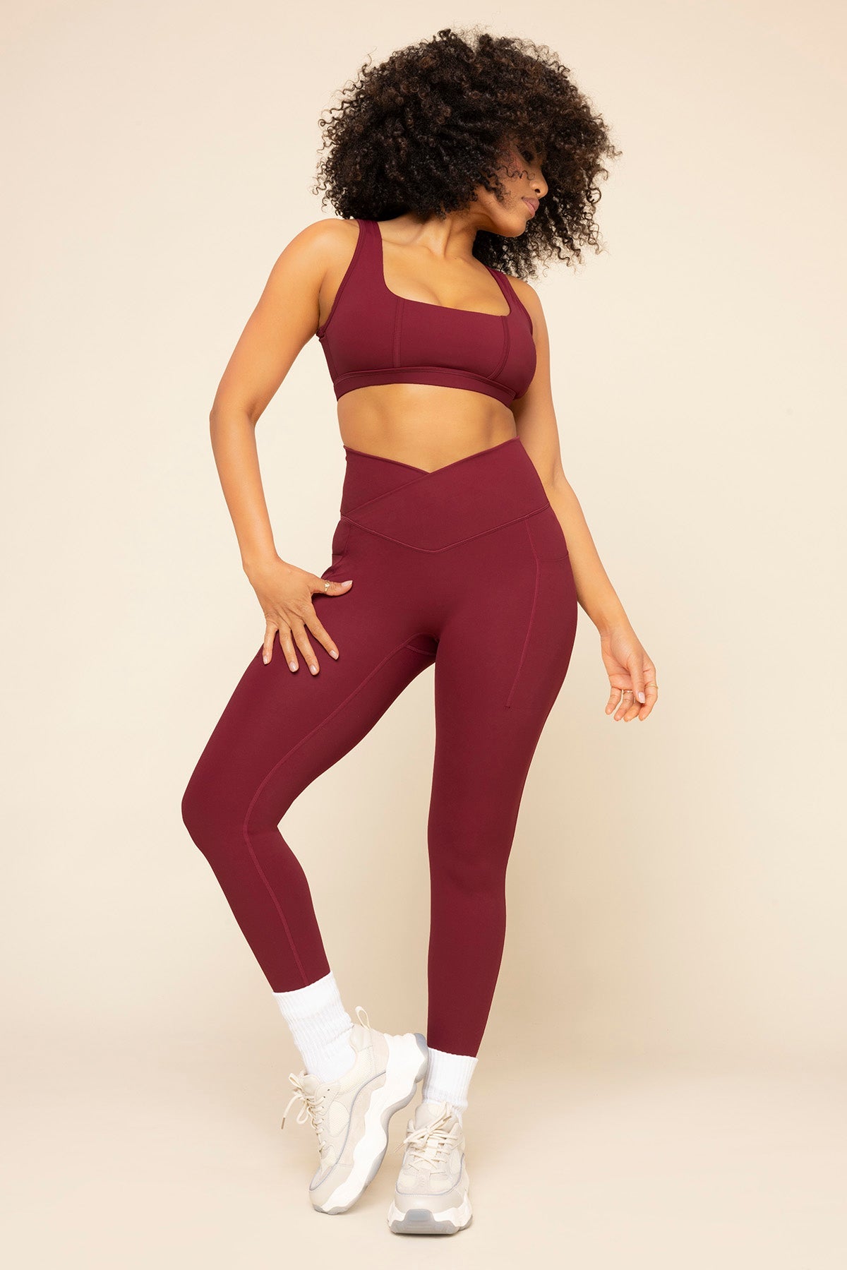 Crisscross Hourglass® Legging with Pockets - Crimson