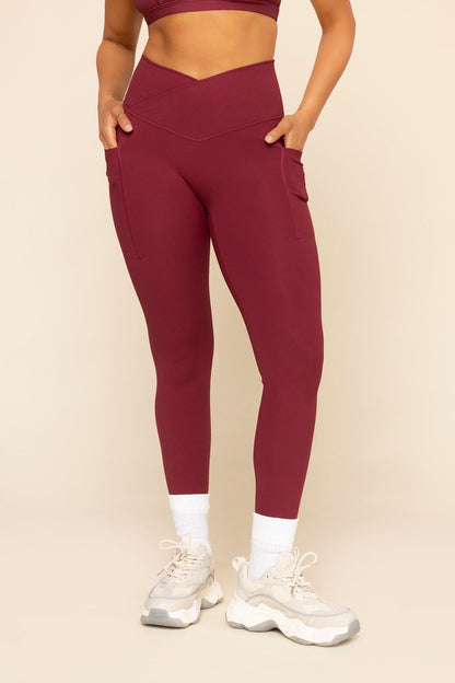 Crisscross Hourglass® Legging with Pockets - Crimson