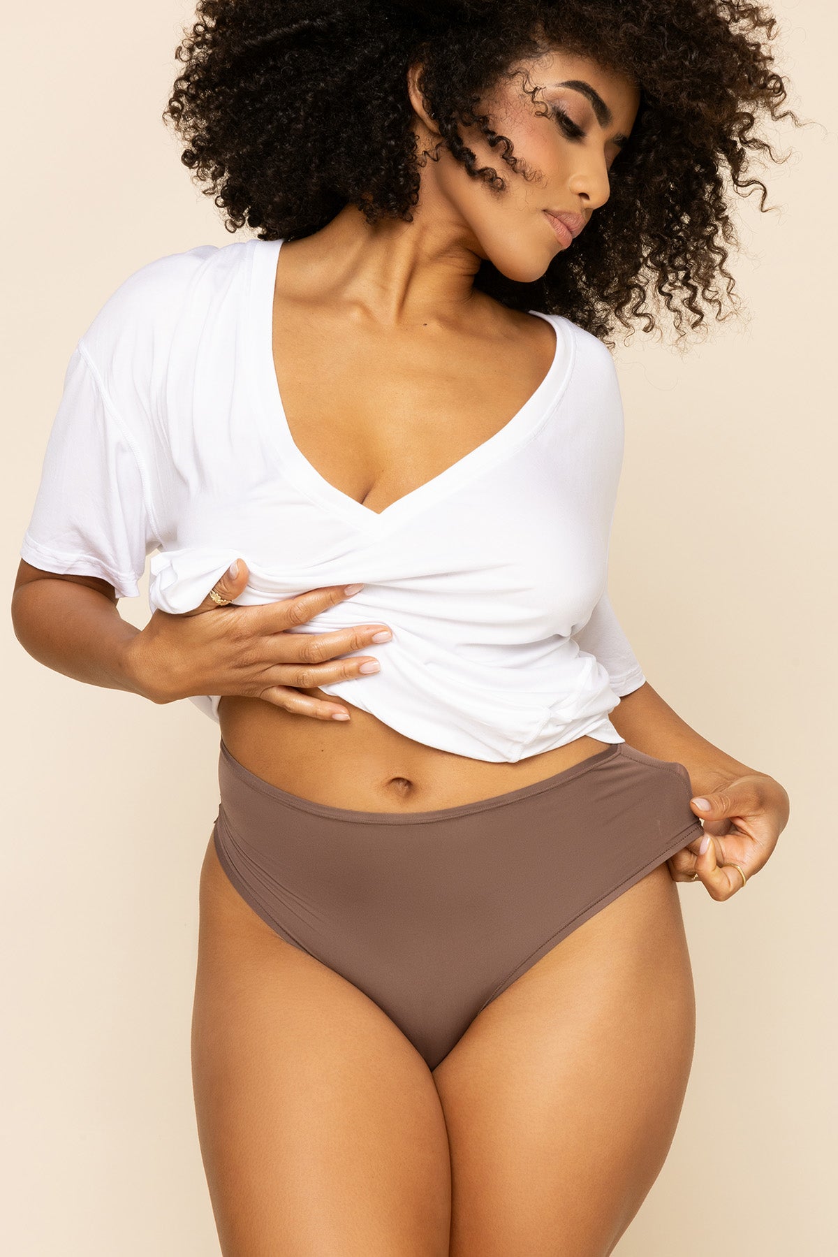 Next to Nothing Higher Rise Thong Panty - Dark Mocha