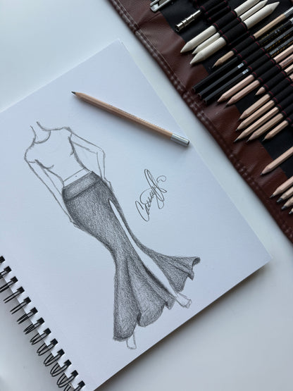 Foldover Mermaid Maxi Skirt - Cool Black