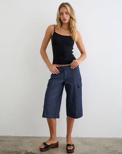 Bensen Capri Trouser in Chambray Denim Blue