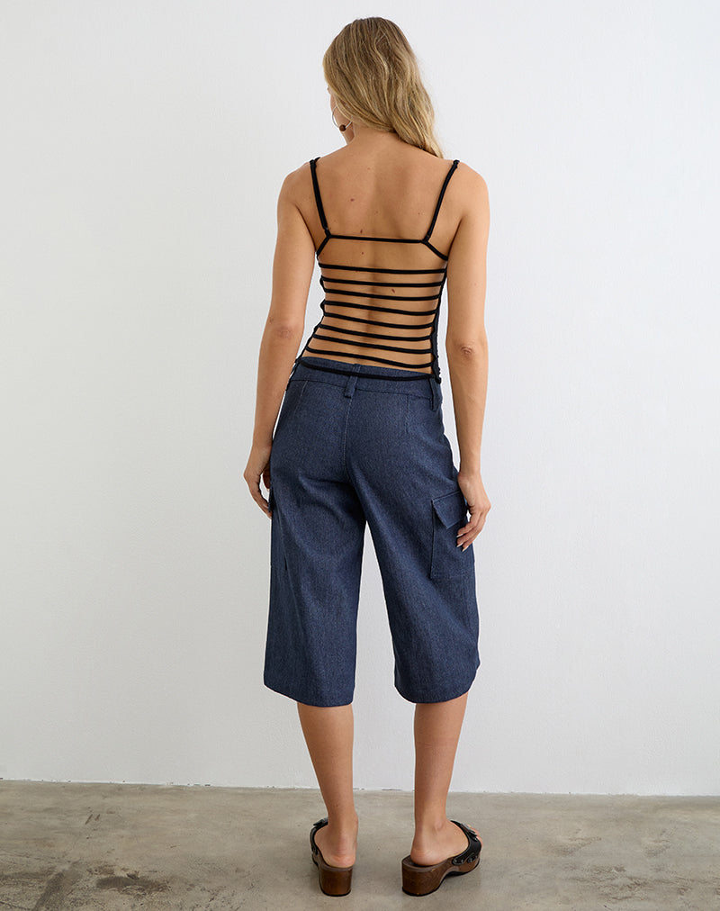 Bensen Capri Trouser in Chambray Denim Blue