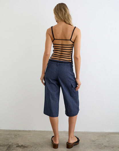 Bensen Capri Trouser in Chambray Denim Blue