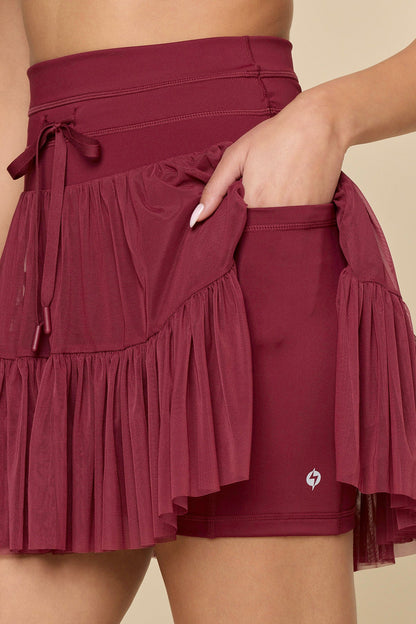 Pirouette Skort (Longer) - Crimson