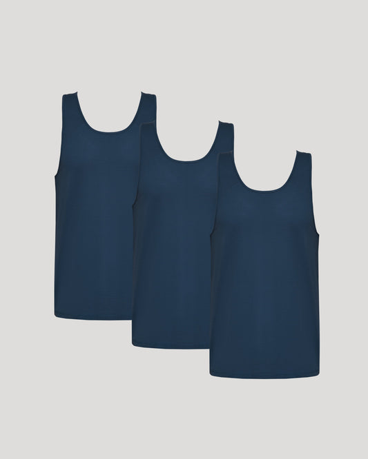 Navy Sleeveless Active Mesh Tank 3-Pack