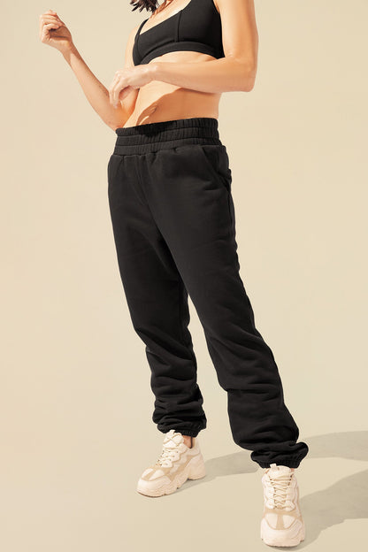 Cloud Rollover Sweatpant - Black