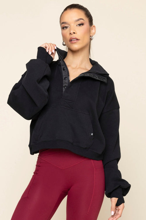 Ooey Gooey Crop Half Zip - Black