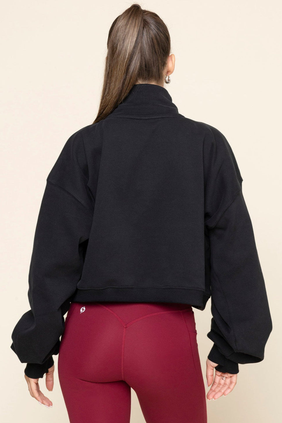 Ooey Gooey Crop Half Zip - Black