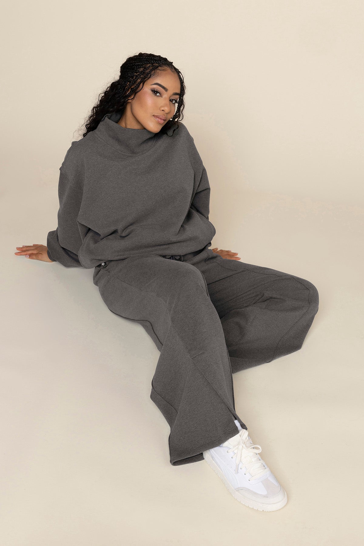Ooey Gooey Mockneck Sweatshirt - Charcoal Heather