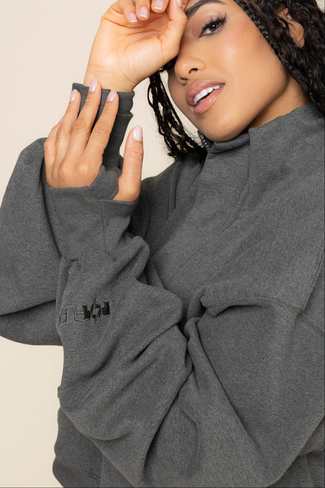 Ooey Gooey Crop Half Zip - Charcoal Heather