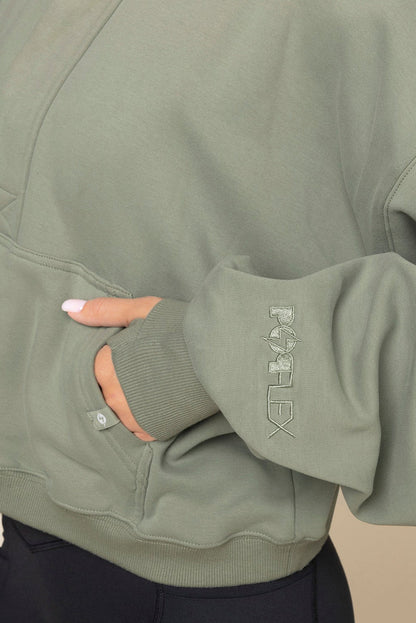 Ooey Gooey Crop Half Zip - Light Sage