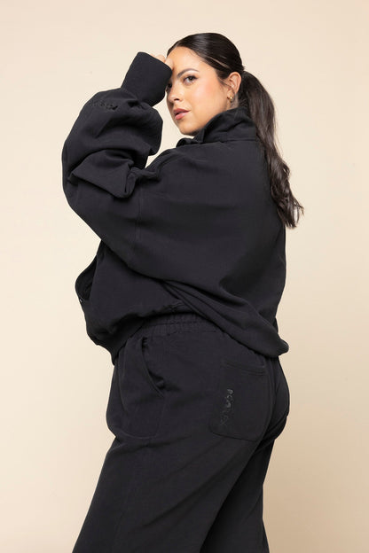Ooey Gooey Half Zip Sweater - Black