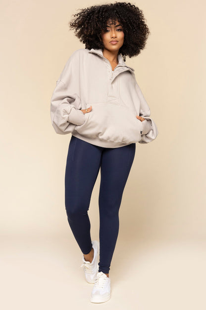 Ooey Gooey Half Zip Sweater - Silver Birch