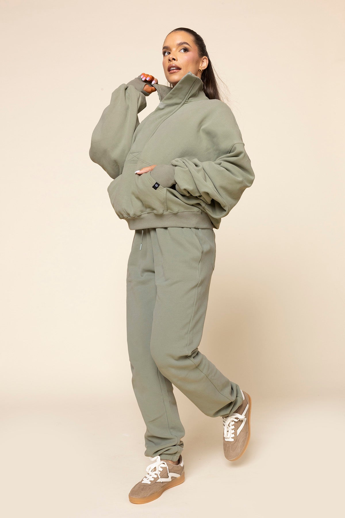 Ooey Gooey Half Zip Sweater - Light Sage