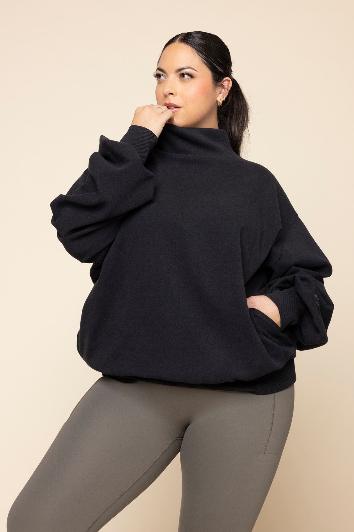 Ooey Gooey Mockneck Sweatshirt - Black