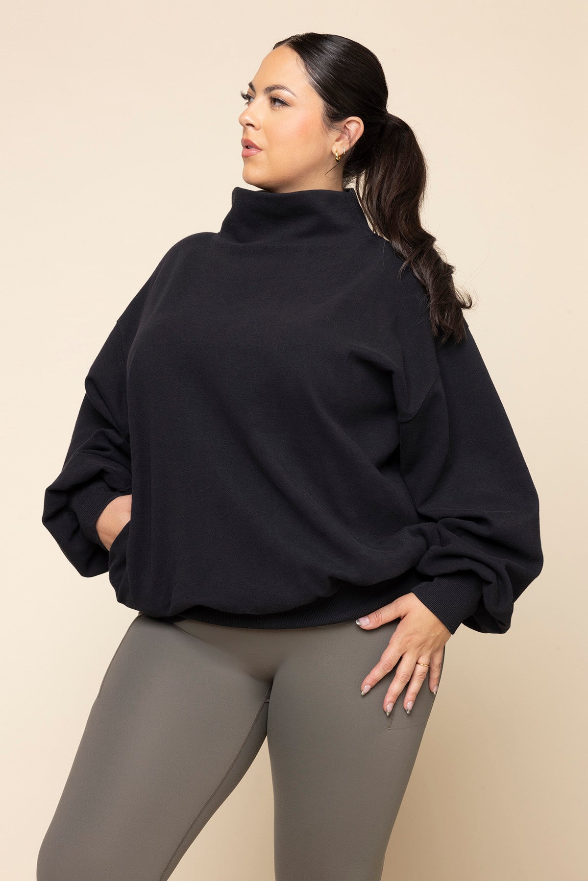Ooey Gooey Mockneck Sweatshirt - Black