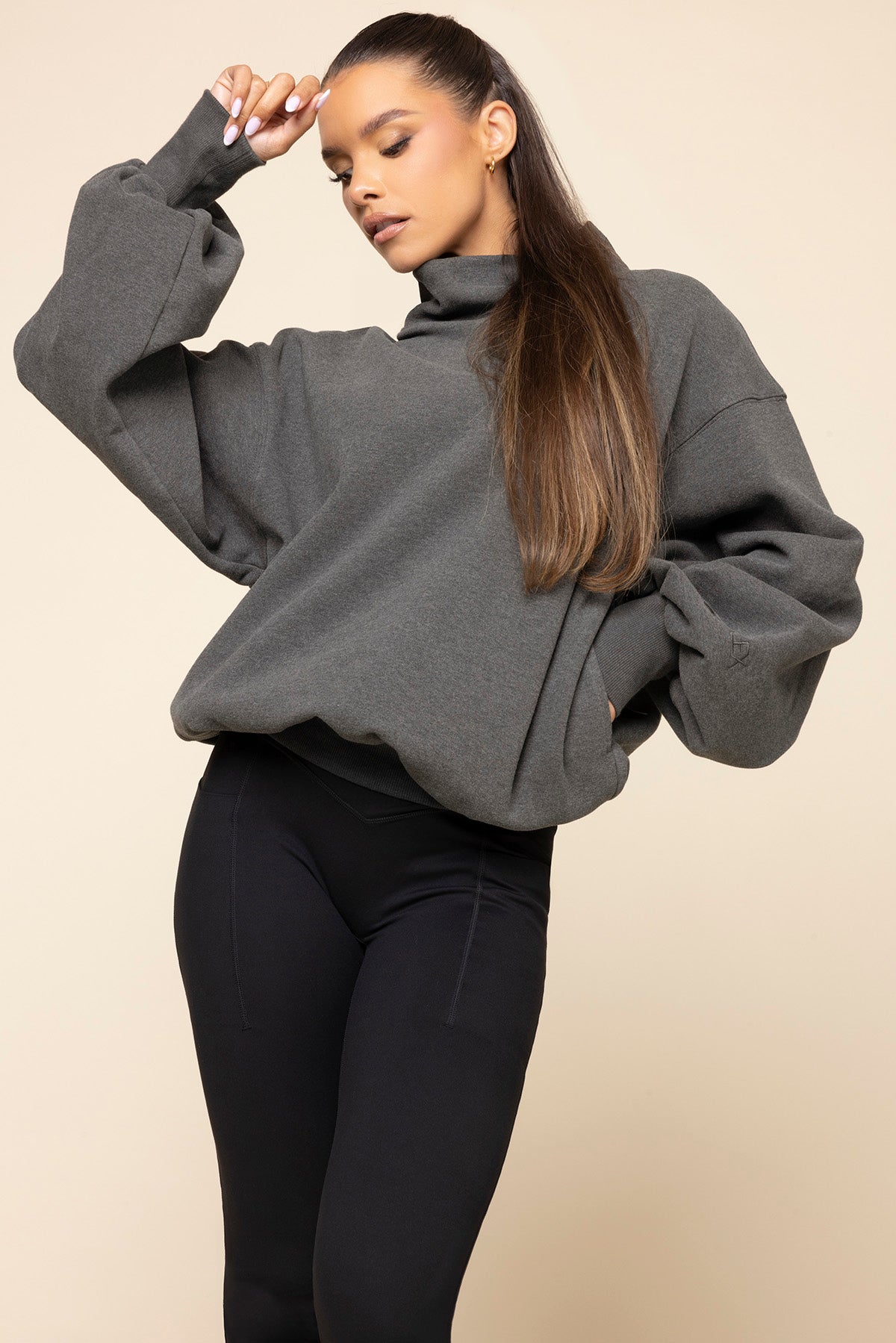 Ooey Gooey Mockneck Sweatshirt - Charcoal Heather