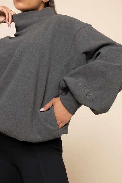 Ooey Gooey Mockneck Sweatshirt - Charcoal Heather