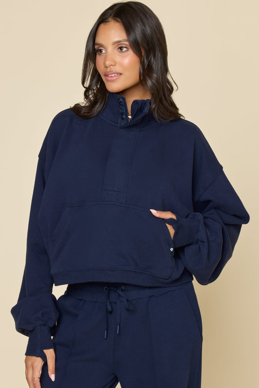 Ooey Gooey Crop Half Zip - Cosmic Navy
