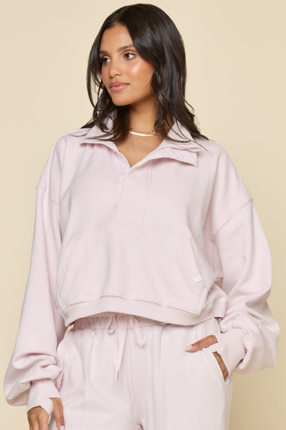 Ooey Gooey Crop Half Zip - Pink Ice