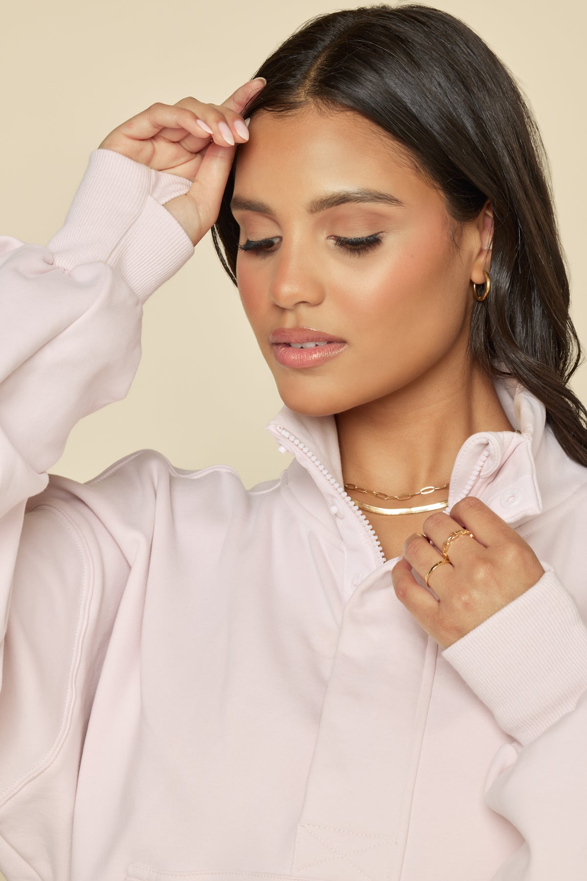 Ooey Gooey Crop Half Zip - Pink Ice